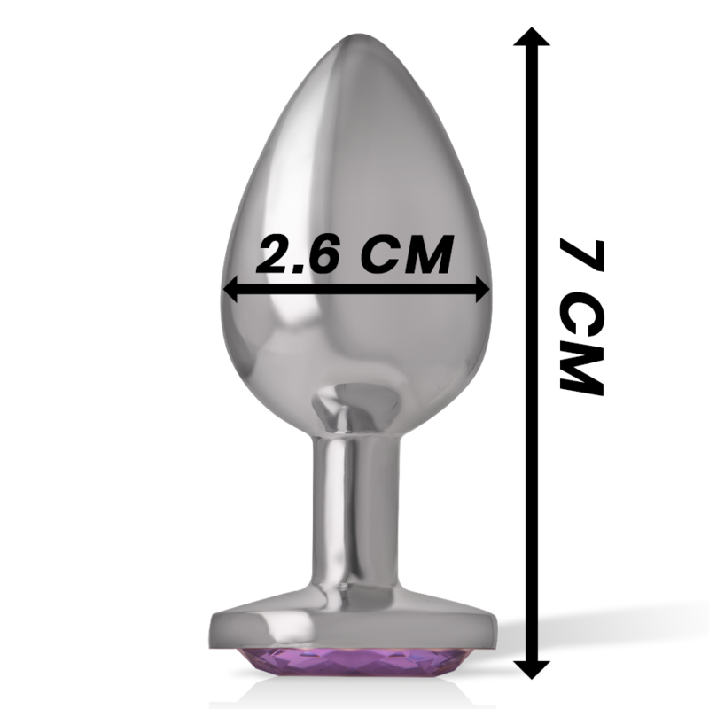 INTENSE - ALUMINIUM METALEN ANAAL PLUG MET VIOLET KRISTAL MAAT S