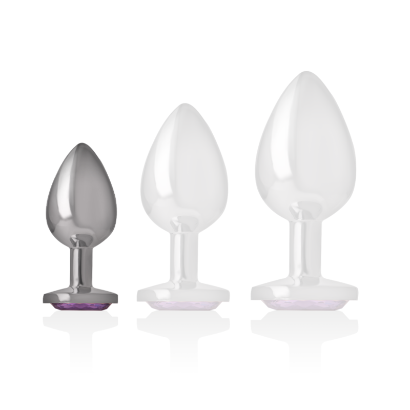 INTENSE - ALUMINIUM METALEN ANAAL PLUG MET VIOLET KRISTAL MAAT S