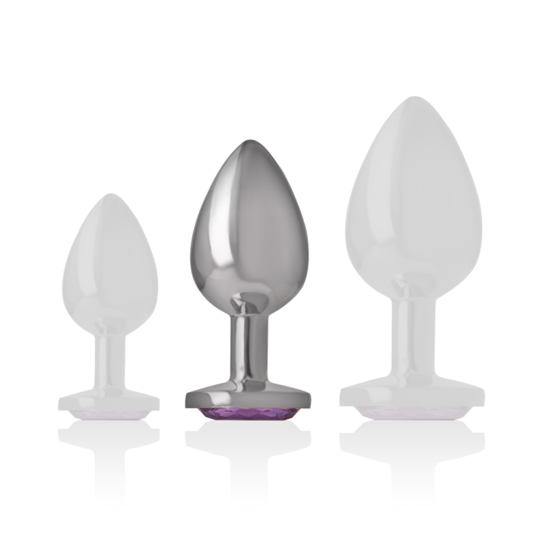 INTENSE - ALUMINIUM METALEN ANAAL PLUG MET VIOLET KRISTAL MAAT M
