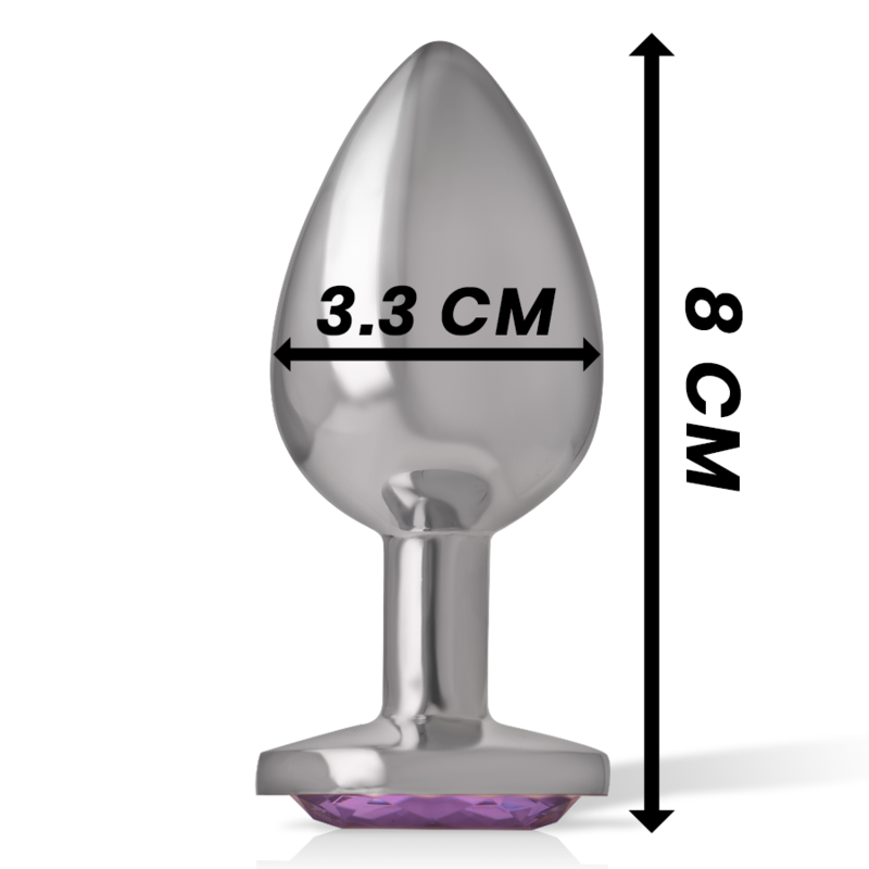 INTENSE - ALUMINIUM METALEN ANAAL PLUG MET VIOLET KRISTAL MAAT M