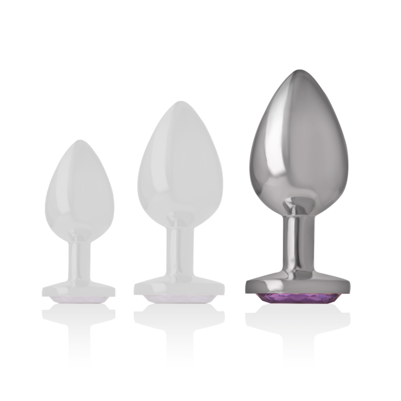 INTENSE - ALUMINIUM METALEN ANAAL PLUG MET VIOLET KRISTAL MAAT L