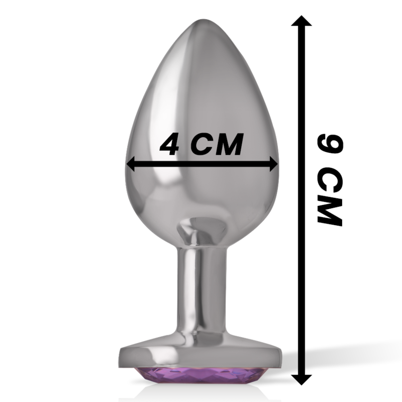 INTENSE - ALUMINIUM METALEN ANAAL PLUG MET VIOLET KRISTAL MAAT L