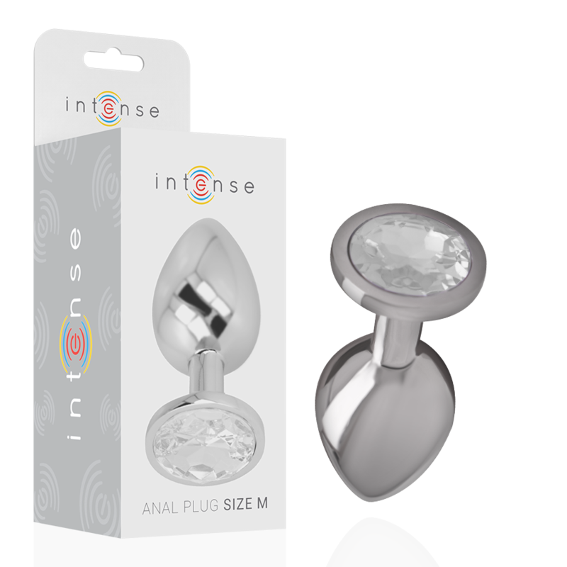 INTENSE - ALUMINIUM METALEN ANAAL PLUG MET ZILVEREN KRISTAL MAAT M