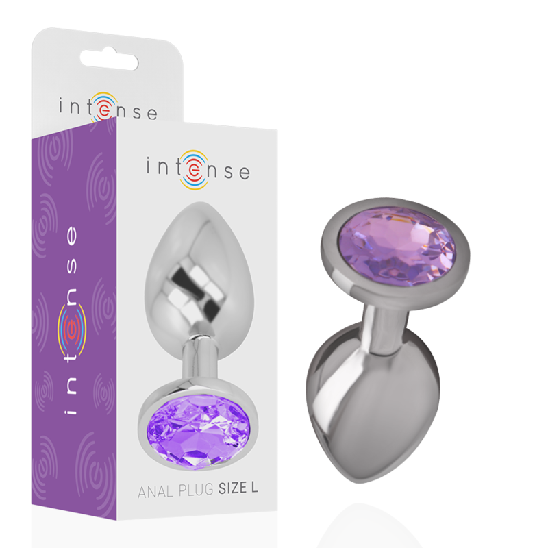 INTENSE - ALUMINIUM METALEN ANAAL PLUG MET VIOLET KRISTAL MAAT S