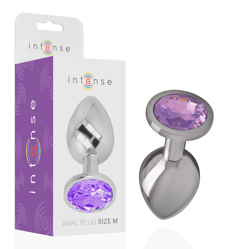 INTENSE - ALUMINIUM METALEN ANAAL PLUG MET VIOLET KRISTAL MAAT M