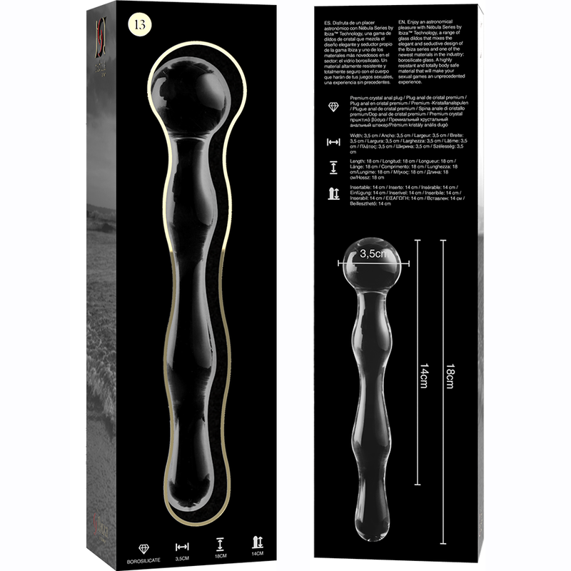NEBULA SERIES BY IBIZA - MODEL 13 DILDO BOROSILICATE GLASS CLEAR 18 CM -O- 3.5 CM